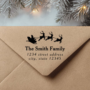 Santa Sleigh Christmas Return Address Rubber Stamp