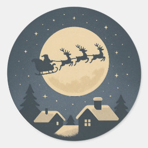 Santa Sleigh Classic Round Sticker