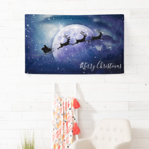 Santa Sleigh Fantasy Galaxy Christmas Night Sky Banner