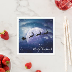 Santa Sleigh Fantasy Galaxy Christmas Night Sky Napkin
