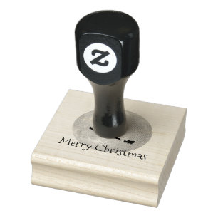 Santa Sleigh Full Moon Christmas Wooden Art Stamp