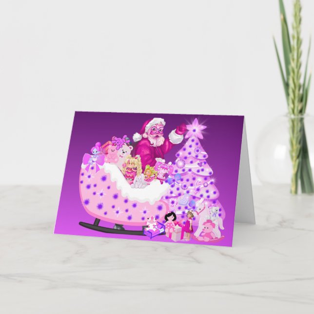 Santa Sleigh Gifts & Toys Greeting Card (Front)