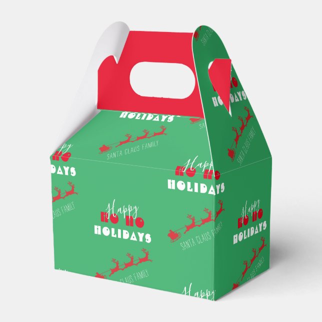 Santa Sleigh Holiday Green Favour Box (Front Side)