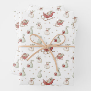Santa Sleigh Pattern Wrapping Paper Sheet