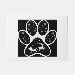 Santa Sleigh Paw Print Door Mat