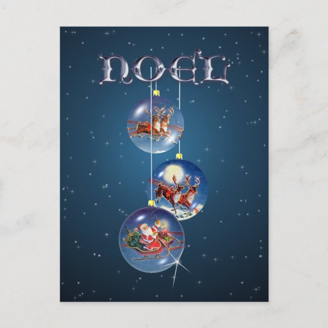 SANTA, SLEIGH & REINDEER by SHARON SHARPE Holiday Postcard (Front)