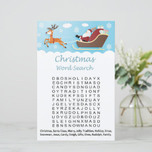 Santa sleigh reindeer christmas word search game