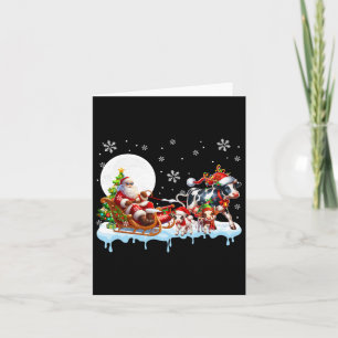 Santa Sleigh Reindeer Group Cute Cows Farmer Ranch Card