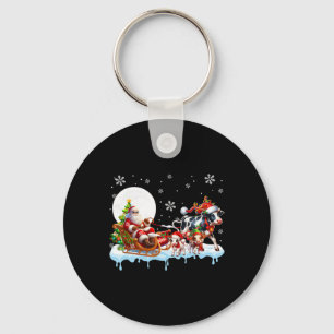 Santa Sleigh Reindeer Group Cute Cows Farmer Ranch Keychain