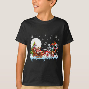 Santa Sleigh Reindeer Group Cute Cows Farmer Ranch T-Shirt