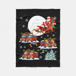 Santa Sleigh Reindeer School Buses Matching Driver Fleece Blanket