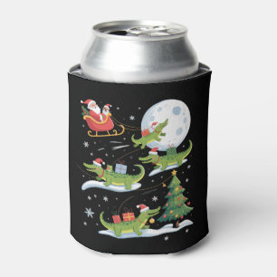Santa Sleigh Riding Alligator Christmas Funny Xmas Can Cooler
