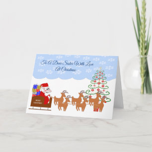 Santa Sleigh Sister Christmas Holiday Card