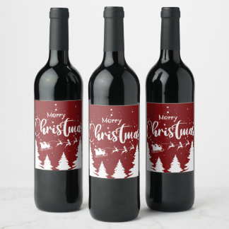 Santa Sleigh Wine Label - Custom Christmas Design!