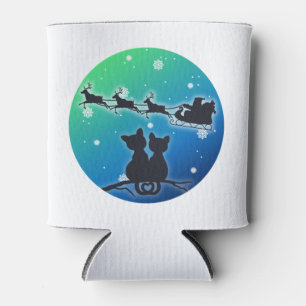 Santa Sleighing With Cat Lovers Funny Xmas Can Cooler