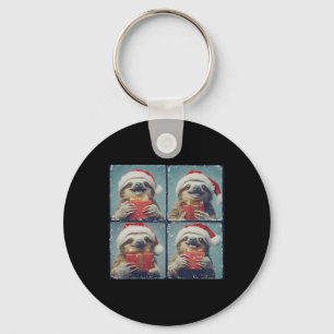 Santa Sloth Animal Photography Sloth Christmas  Keychain