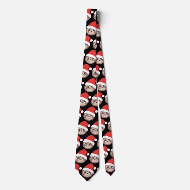 Santa Sloth Christmas Xmas Tie (Front)