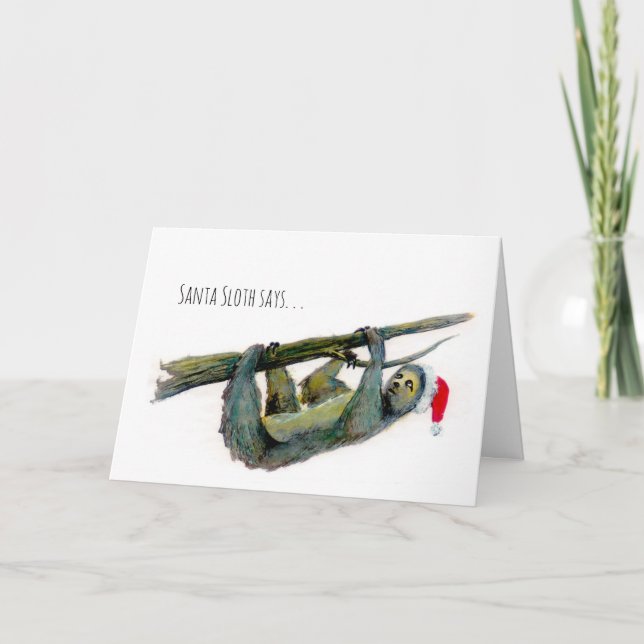 Santa Sloth: Happy Belated Christmas! Holiday Card (Front)
