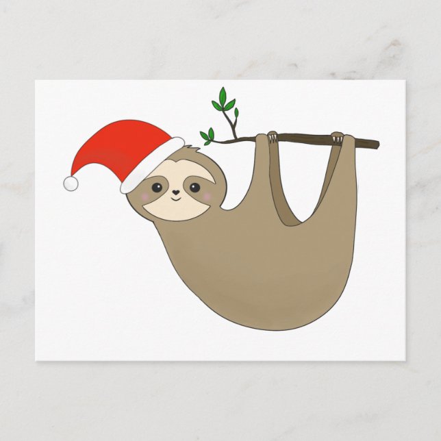 Santa sloth holiday postcard (Front)