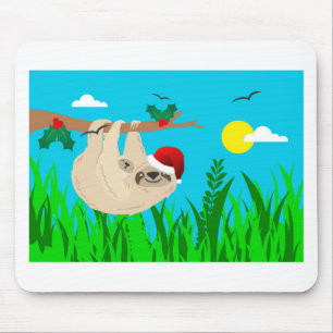 santa sloth mouse pad