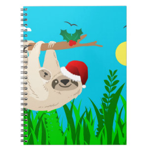 santa sloth notebook