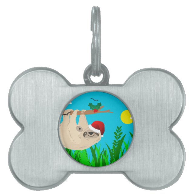 santa sloth pet ID tag (Front)