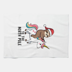Santa Sloth Riding Unicorn Funny Girl Christmas T- Kitchen Towel