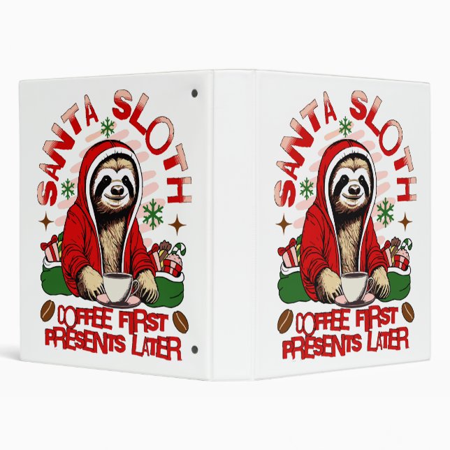 Santa sloth sipping coffee  binder (Background)