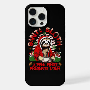 Santa sloth sipping coffee  iPhone 15 pro max case