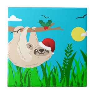 santa sloth tile