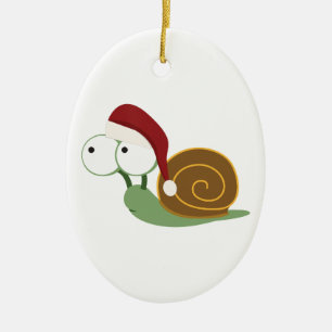 Santa Snail Ceramic Ornament