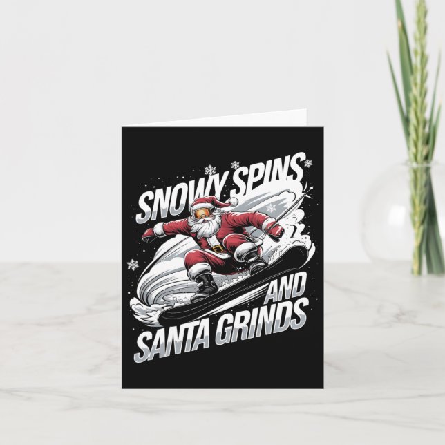 Santa Snowboarder Christmas Snowboarding Fun Holid Card (Front)