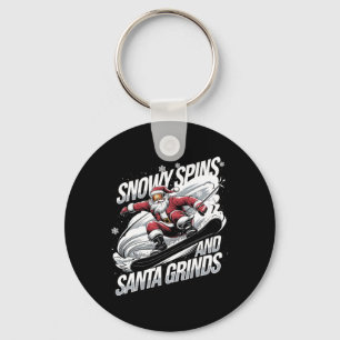 Santa Snowboarder Christmas Snowboarding Fun Holid Keychain