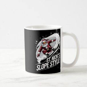 Santa Snowboarder St. Nick's Style Christmas Snowb Coffee Mug