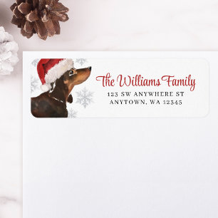 Santa Snowflake Black Tan Dachshund Return Address