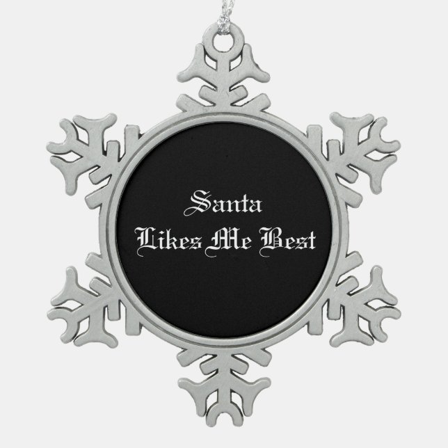 Santa Snowflake Pewter Christmas Ornament (Front)