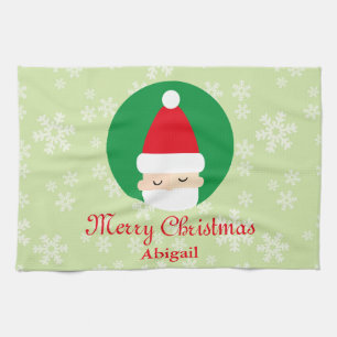 Santa Snowflakes Christmas Kitchen Towel