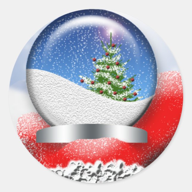 Santa Snowglobe Personalizable Holiday Cards Seals (Front)