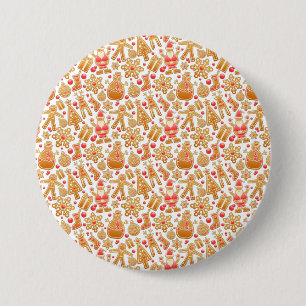 Santa & Snowman Gingerbread Christmas Cookies 3 Inch Round Button
