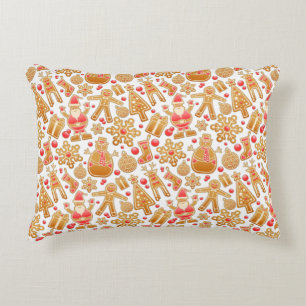 Santa & Snowman Gingerbread Christmas Cookies Accent Pillow