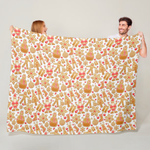 Santa & Snowman Gingerbread Christmas Cookies Fleece Blanket
