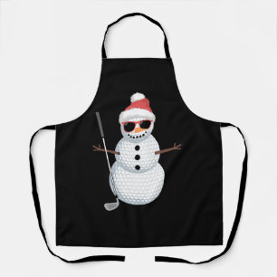 Santa Snowman Golf Ball Christmas Golfer Gift Apron