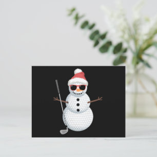 Santa Snowman Golf Ball Christmas Golfer Gift Holiday Postcard