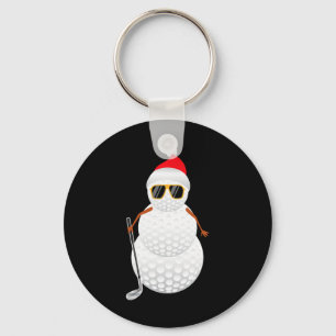 Santa Snowman Golf Ball Christmas Golfer Gift  Keychain