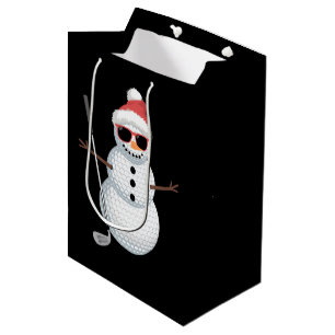Santa Snowman Golf Ball Christmas Golfer Gift  Medium Gift Bag