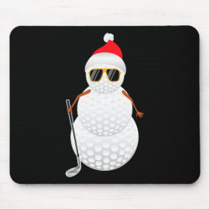Santa Snowman Golf Ball Christmas Golfer Gift Mouse Pad