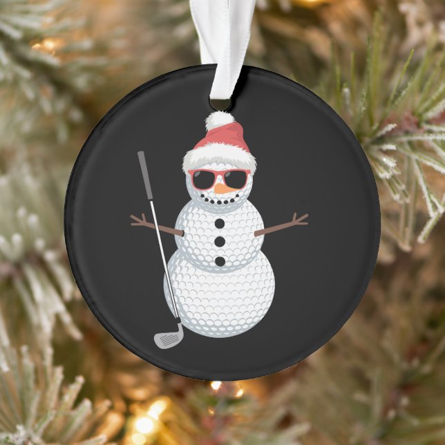 Santa Snowman Golf Ball Christmas Golfer Gift  Ornament (Tree)