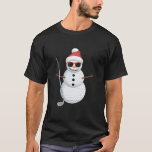 Santa Snowman Golf Ball Christmas Golfer Gift T-Shirt