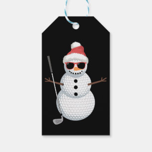 Santa Snowman Golf Ball Christmas Golfer Gift Tags