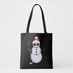 Santa Snowman Golf Ball Christmas Golfer Gift Tote Bag